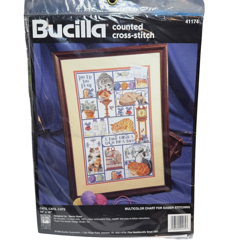 Bucilla Counted Cross-Stitch Kit 41174 Cats Cats Cats Nancy Rossi Kooler Design